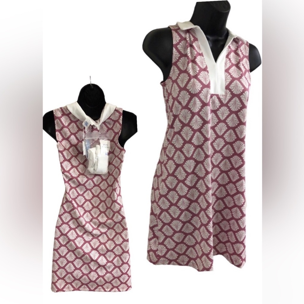 Sigrid Olsen Fleur Rose Polo Collar UPF 50 Sleeveless Dress & Shorts Set size XS